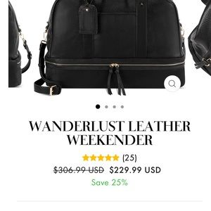 Montana Hudson Travelers Collection Wanderlust Black Leather Weekender Bag.